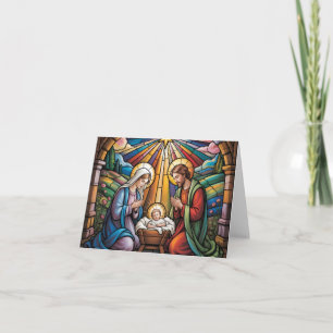 Carte De Remerciements Art de vitrail de la Nativité – Noël de la Sainte
