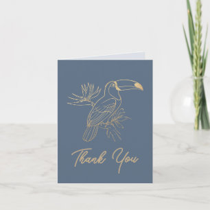 Carte De Remerciements Art Déco Filigrane Or Toucan Manoir Gris