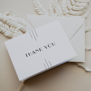 Carte De Remerciements Art Déco minimaliste, Mariage blanc et noir