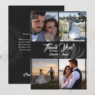 Carte De Remerciements Art déco moderne cygne noir 4 Mariage photo