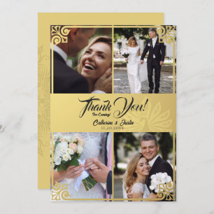 Carte De Remerciements Art Déco moderne Peacock Gold 4 Mariage photo