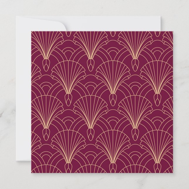 Carte De Remerciements Art Deco pattern with gold geometric fan motifs  (Devant)