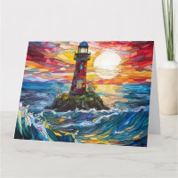 Art du phare côtier en verre de trait