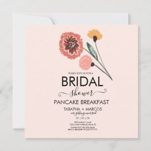 Carte De Remerciements Art floral dessiné à la main pour douche de mariée