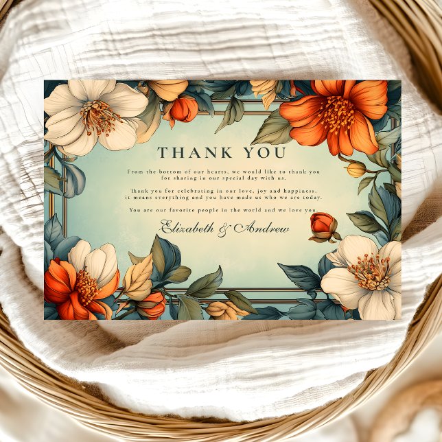 Carte De Remerciements Art Nouveau Fancy Floral Mariage (Créateur téléchargé)