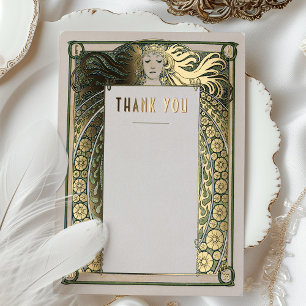 Carte de remerciements Art Nouveau Mucha Déco Vint