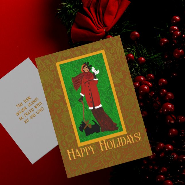 Carte De Remerciements Art Nouveau William Morris Scottie Christmas Card (Créateur téléchargé)