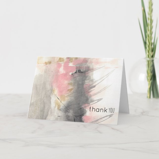 Carte De Remerciements Art peint en or rose Abstrait (Devant)