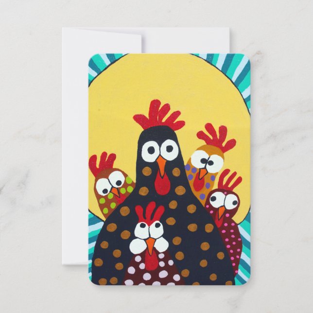 Carte De Remerciements Art populaire de poulet lunaire (Devant)