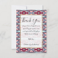 Artsy bleu rose rouge natif Aztec Motif peint