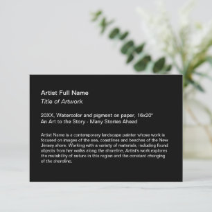 Carte De Remerciements Artwork noir Exposition Art Show Placards