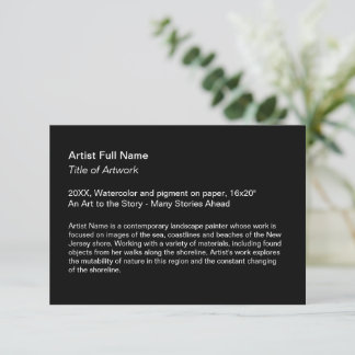 Carte De Remerciements Artwork noir Exposition Art Show Placards