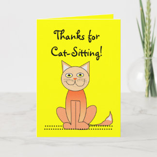 Carte de remerciements assis sur le chat