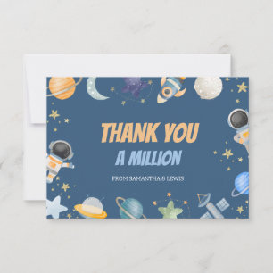 Carte De Remerciements Astronaut spatial Planet Blue Baby Boy Show Plat