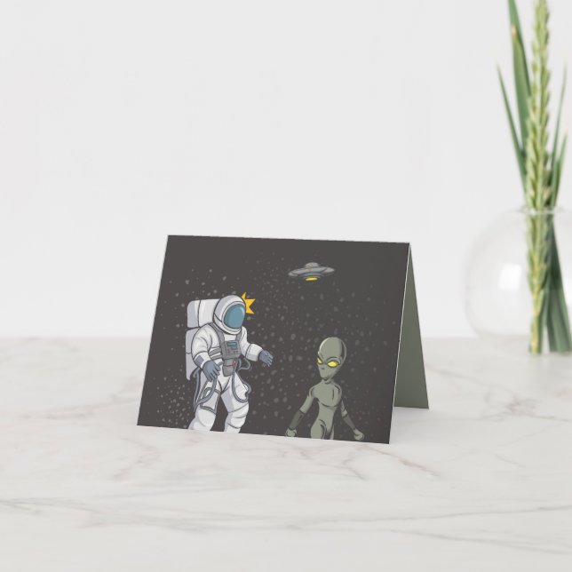 Carte De Remerciements Astronaute et alien (Devant)