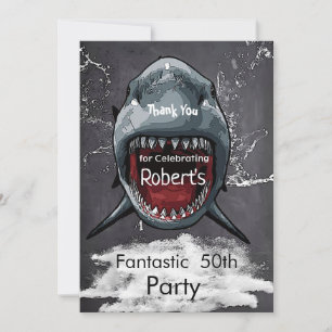 Carte De Remerciements Attaque de requin pour l'anniversaire de l'animal,