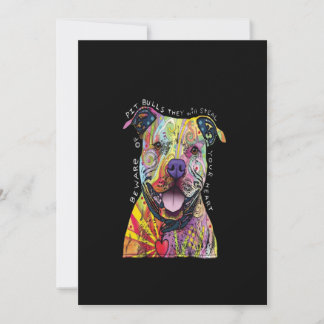 Carte De Remerciements attention aux chiens Pitbull, ils vous voleront le