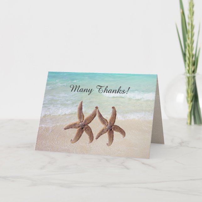 Carte De Remerciements Au bord de la mer Mariage de Starfish (Devant)