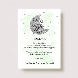 Carte De Remerciements Au-Dessus De La Lune   Baby shower neutre