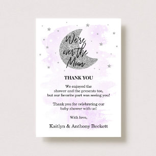 Carte De Remerciements Au-Dessus De La Lune   Baby shower neutre