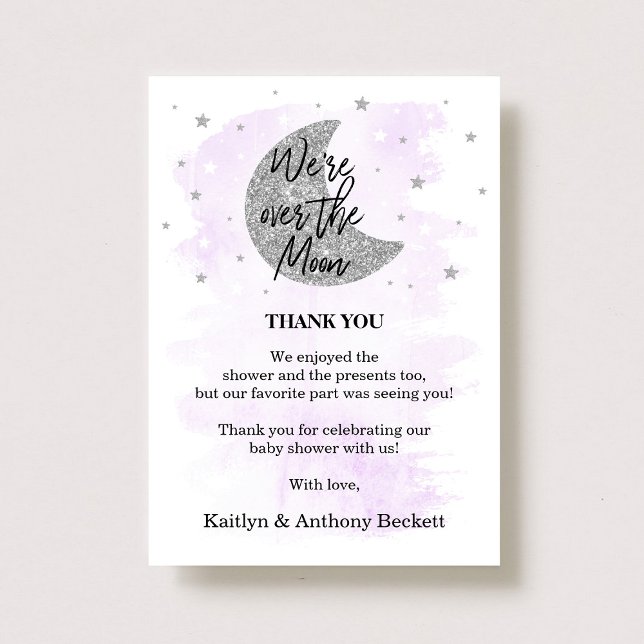 Carte De Remerciements Au-Dessus De La Lune | Baby shower neutre (Créateur téléchargé)