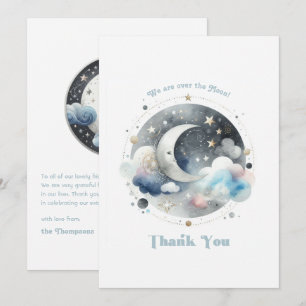 Carte De Remerciements Au-dessus du Baby shower céleste de la Lune