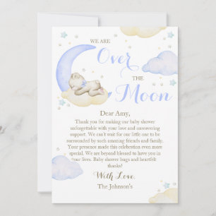 Carte De Remerciements Au-dessus du Baby shower Lune Boy Bear