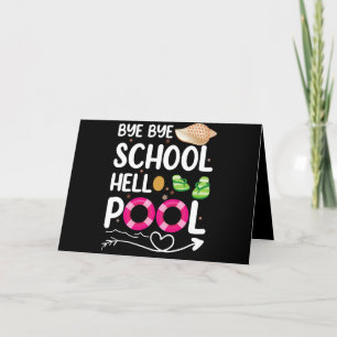 Carte De Remerciements Au revoir école bonjour piscine dernier jour d'éco