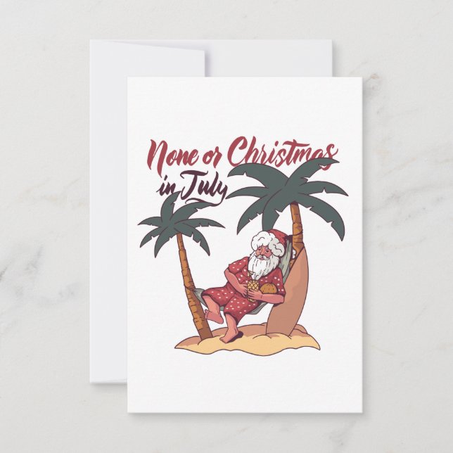 CARTE DE REMERCIEMENTS AUCUN OU NOËL EN JUILLET FUNNY  (Devant)