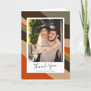 Carte De Remerciements Automne Abstrait Terre rayures Couple Photo