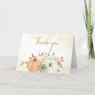 Carte De Remerciements Automne Automne Citrouille Floral Baby shower