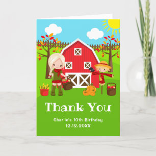 Carte De Remerciements Automne Barnyard Anniversaire Blonde Coiffeuse