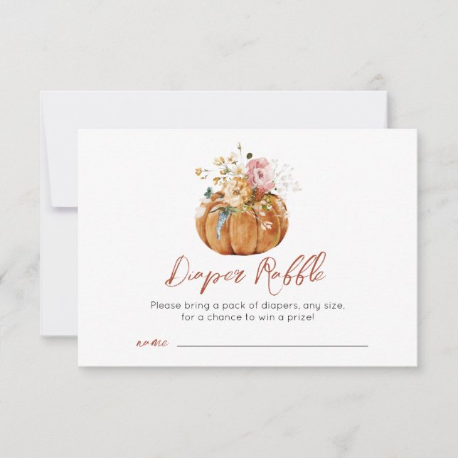 Carte De Remerciements Automne Citrouille Baby shower  Raffle Card (Devant)
