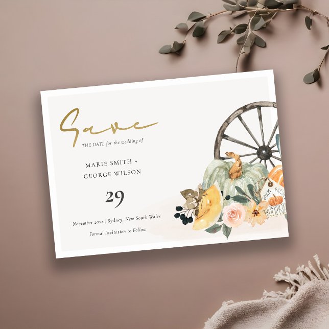 Carte De Remerciements Automne Citrouille Floral Feuilleté Économisez La  (Créateur téléchargé)