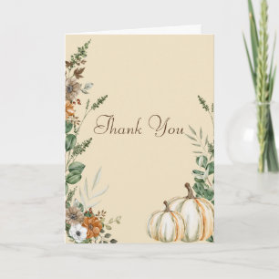 Carte De Remerciements Automne citrouille Rustique brun floral rose pâle 