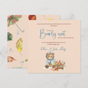 Carte De Remerciements Automne Ours Baby shower Merci, Ours d'automne