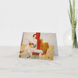 Carte De Remerciements Autoportrait avec Palette, Peintre et Faun, 1915