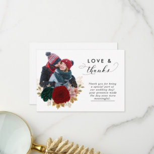 Carte De Remerciements Autumanal Gold Burgundy Emarald Greeny Mariage