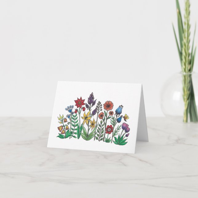 Carte de remerciements aux fleurs de printemps col (Devant)