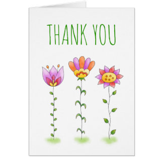 Carte de remerciements Aux Fleurs Peintes À La Mai