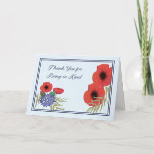 Carte de remerciements aux fleurs rouges