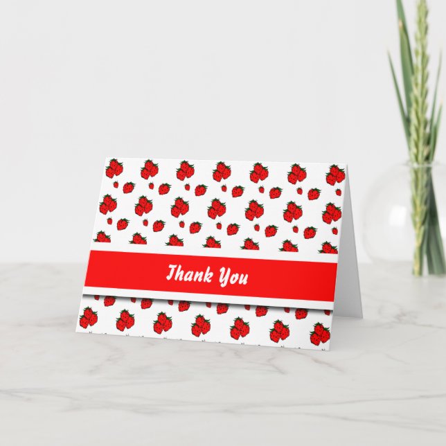 Carte de remerciements aux fraises rouges (Devant)