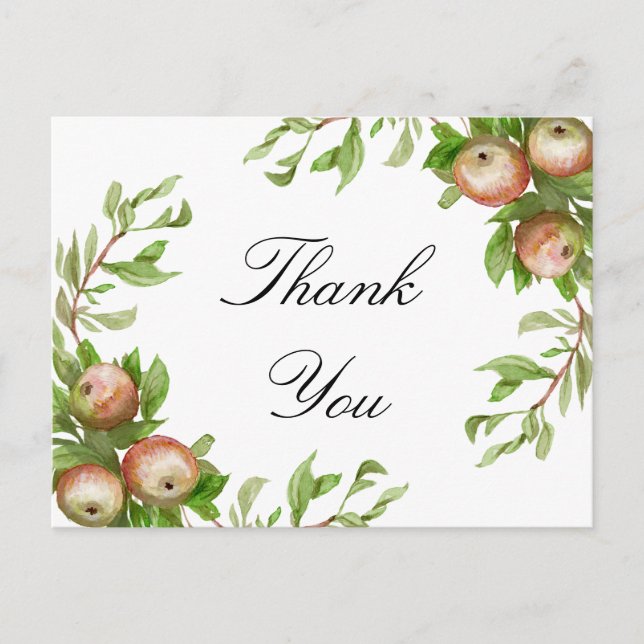 Carte de remerciements aux pommes aquarelles (Devant)