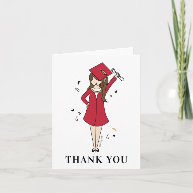 Carte De Remerciements Avatar fille personnalisable | Diplôme d'études se (Devant)