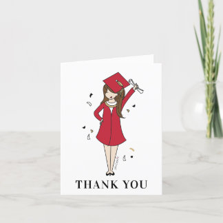 Carte De Remerciements Avatar fille personnalisable | Diplôme d'études se