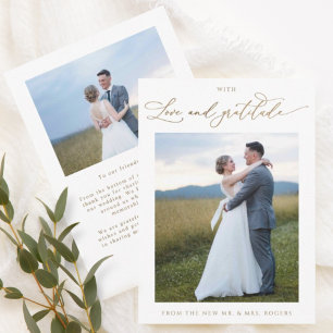Carte De Remerciements Avec Amour et Gratitude, Mariage Photo Élégant que