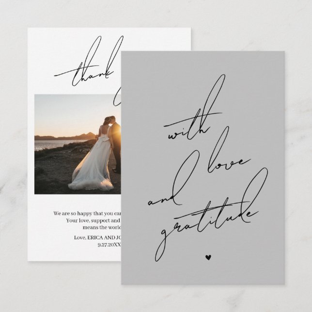 Carte De Remerciements Avec amour et Gratitude message pré-imprimé (Devant / Derrière)