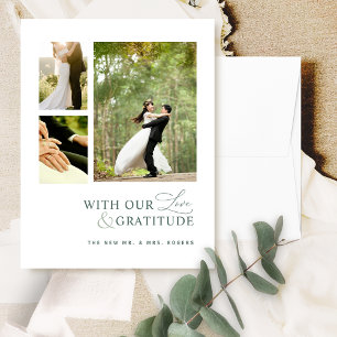 Carte De Remerciements Avec amour et Gratitude Photo, Mariage vert