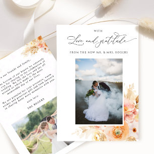 Carte De Remerciements Avec amour et gratitude, Photo Peach Blush Mariage