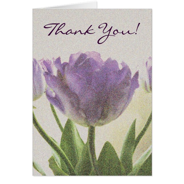 Carte de remerciements avec des fleurs pourpres de (Devant)